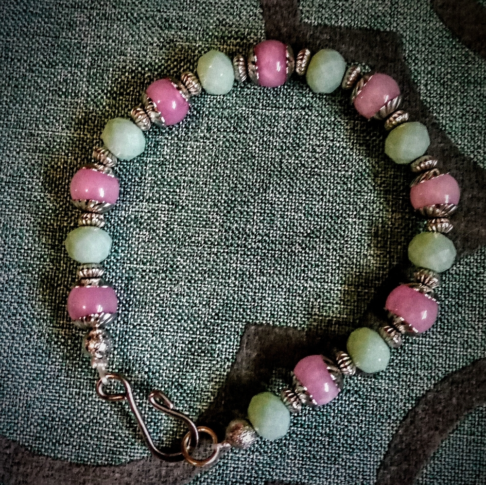 Rose Quartz and Jade Bracelet